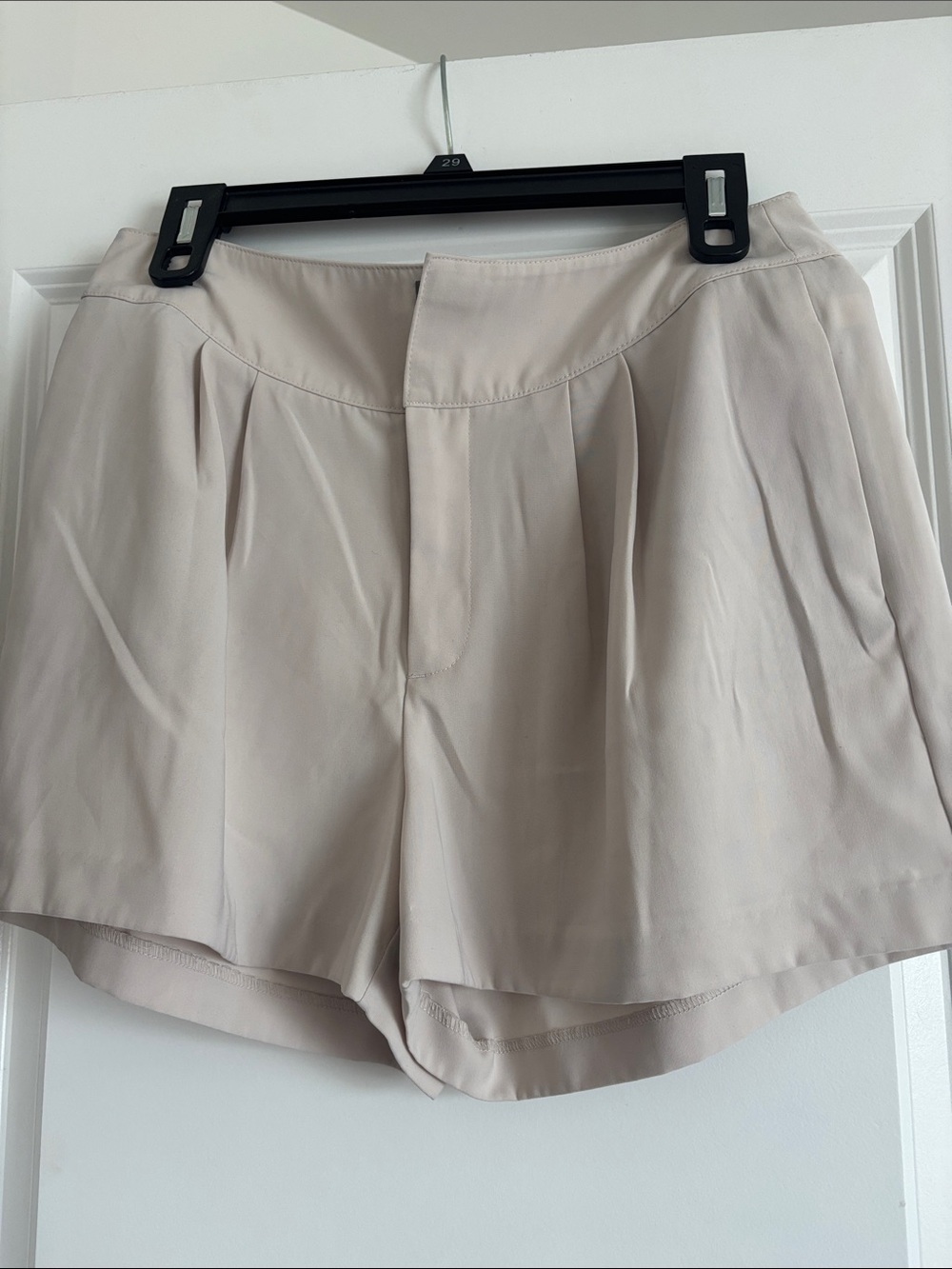 Jennifer Lopez Neutral Cream High-Waist Pleated Skort